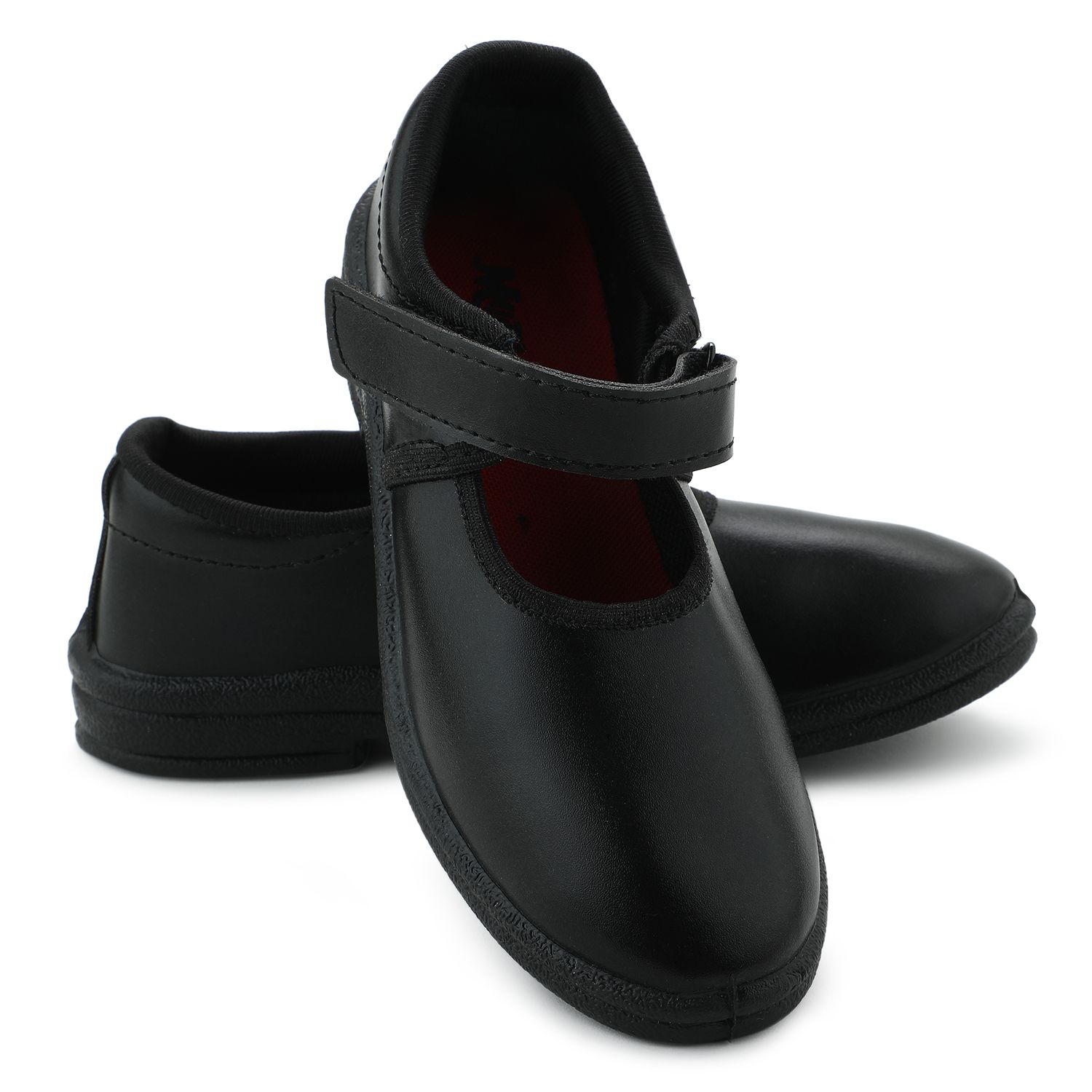 Shoegears Girls Black Velcro School Shoes